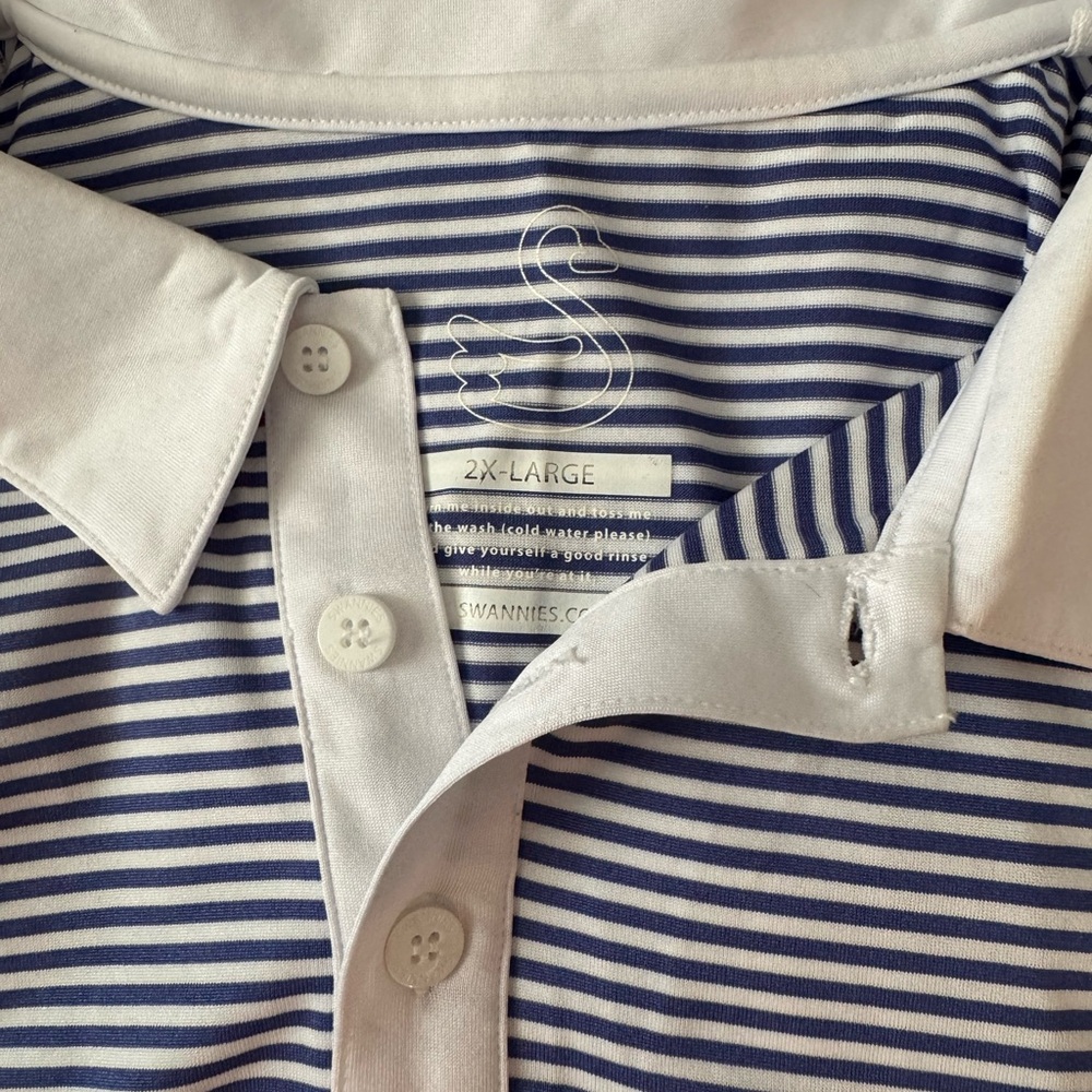 Annie Men's Blue Striped Polo Shirt